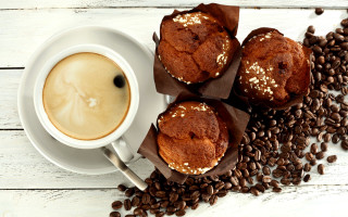 Coffee muffins coffeebeans foodphotography hyperrealism - the table free wallpaper