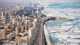 City river bridge ice aerial - the water below free wallpaper