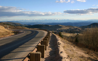 Mountain road fence sky city - a fence free wallpaper