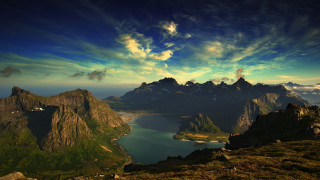 Mountain lake clouds sunset nature - a few mountain free wallpaper