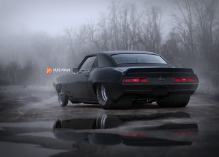 Black car foggy parking lot - a foggy day free wallpaper
