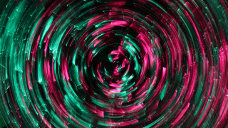 Circular green pink lights dark 2 - chromatic free wallpaper