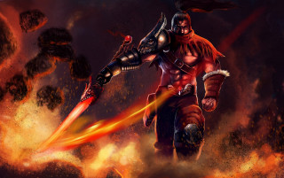 Armor sword fire demon flames - brom free wallpaper