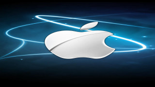 Apple logo dark blue lines - a white apple free wallpaper
