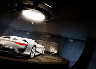 Futuristic car dimly lit room 3 - round free wallpaper