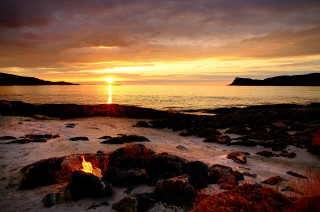 Sunset rocky beach fire pit - sunset free wallpaper