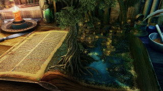 Book candle fruit table fantasy - a book free wallpaper