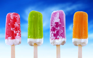 Four popsicles colored toppings blue - different free wallpaper