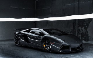 Black sports car dark room 2 - matte finish free wallpaper