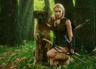 Elf archer cosplay forest bush - cosplay free wallpaper