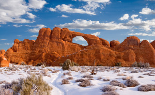 Snowy field rock formation blue - derek chittock free wallpaper