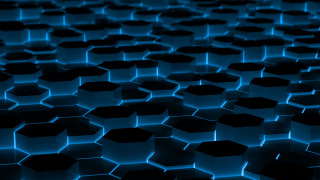Blue black hexagons pattern large - dark background free wallpaper for desktop