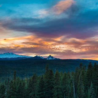 Mountain sunset trees red sky - a mountain range free wallpaper