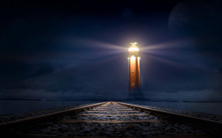 Light tower train track full - full free wallpaper