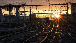 Train sunset cityscape fence lens - a train free wallpaper