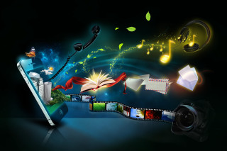 Cell phone book camera movie - video art free wallpaper