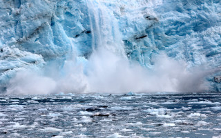 Ice fall glacier waterboats ecological - the water below free wallpaper