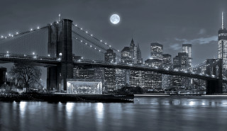 Black white city night full - photo of a city free wallpaper