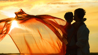 Couple kite sunset outdoors impressionist - a couple of people free wallpaper for desktop