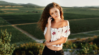 Woman long hair cellphone field - elina karimova free wallpaper for desktop