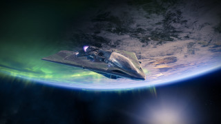 Space ship earth horizon aurora - a space ship free wallpaper