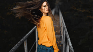 Woman bridge wind flowing hair - alena aenami free wallpaper