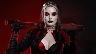 Woman makeup blood weapon jacket - ultra realistic digital art free wallpaper