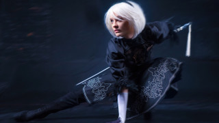 White hair black outfit sword 3 - nier:automata free wallpaper