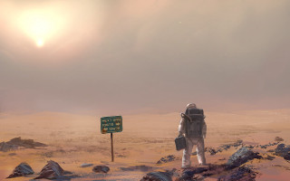 Man space suit desert sign - darek zabrocki free wallpaper