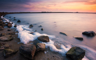 Beach rocks ice water sunset - rock and water free wallpaper