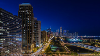 City skyline night train highway - a train free wallpaper