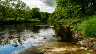 River rocks trees clouds nature - river free wallpaper