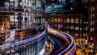 Tokyo night light trails architecture - long exposure free wallpaper