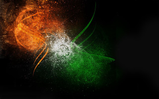 Green orange black white orange - left free wallpaper