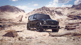 Black jeep desert mountains clouds - the desert free wallpaper