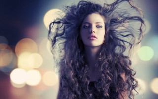 Woman long hair blowing moonlight - the wind free wallpaper for desktop