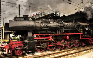 Train smoke dieselpunkt precisionism digital - a train free wallpaper