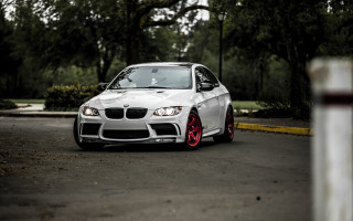 White car parking lot red 2 - tire free wallpaper