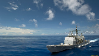 Military ship ocean clouds boat 2 - the water below free wallpaper