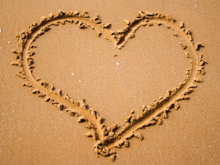 Heart drawn sand beach wave - the sand free wallpaper