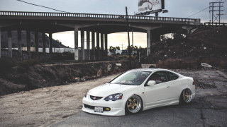 White car parked road bridge - near free wallpaper