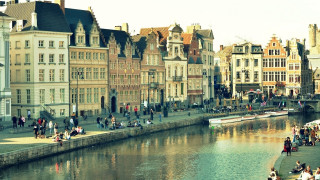 River city bridge people buildings - adriaen isenbrant free wallpaper