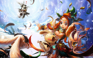 Long red hair fish animals - art free wallpaper