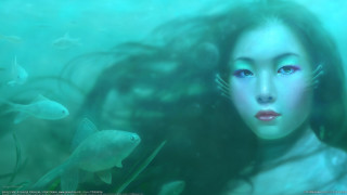 Blue eyes fish hair underwater - fish free wallpaper