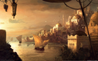 City boat castle sky bridge - christophe vacher free wallpaper