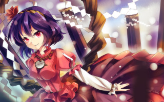 Red dress sword snow window - a building in the background free wallpaper
