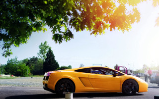 Yellow sports car parking lot - yellow free wallpaper