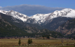 Mountain range snow trees grassy - edward otho cresap ord ii free wallpaper