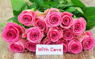 Pink roses love sign table - pink rose free wallpaper