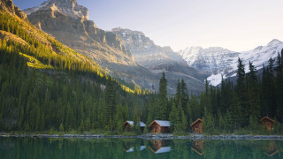 Mountain lake cabin forest snow - the mountain free wallpaper
